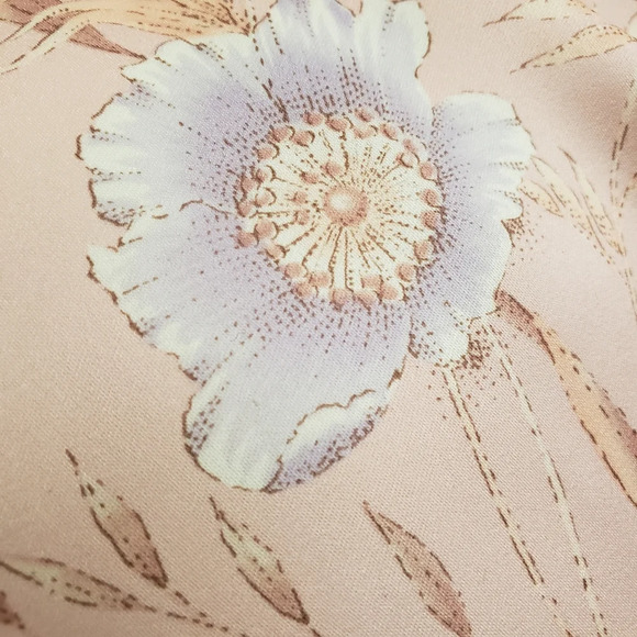 Vintage Floral Blouse Pink w/ Lavender Flowers Button Tie Neck Tagged La… - Picture 5 of 6